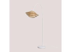 8435719307898 - Lampe von Pie en Bambú Taroucas Rattan - Eisen Weiss - Natur - Weiss - Natur - Sklum