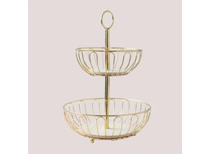 8435719313806 - 2-stöckige Obst-Etagere Bolgas Gold - Gold - Sklum