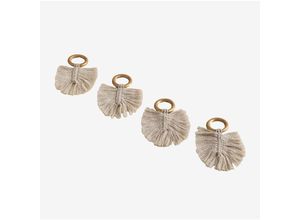 8435719327599 - 4er Set Serviettenringe aus Makramee Sagar Creme-Beige - Creme-Beige - Sklum