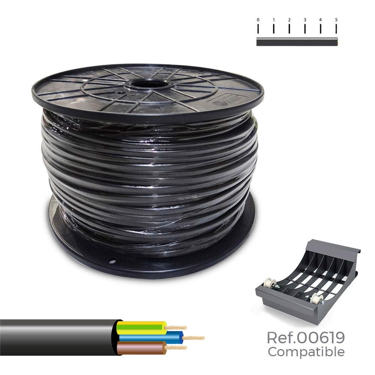 8435734703811 - Multi-Core Electric Cable Sedile VV-K06 1KV Schwarz 3 x 25 mm 100 m