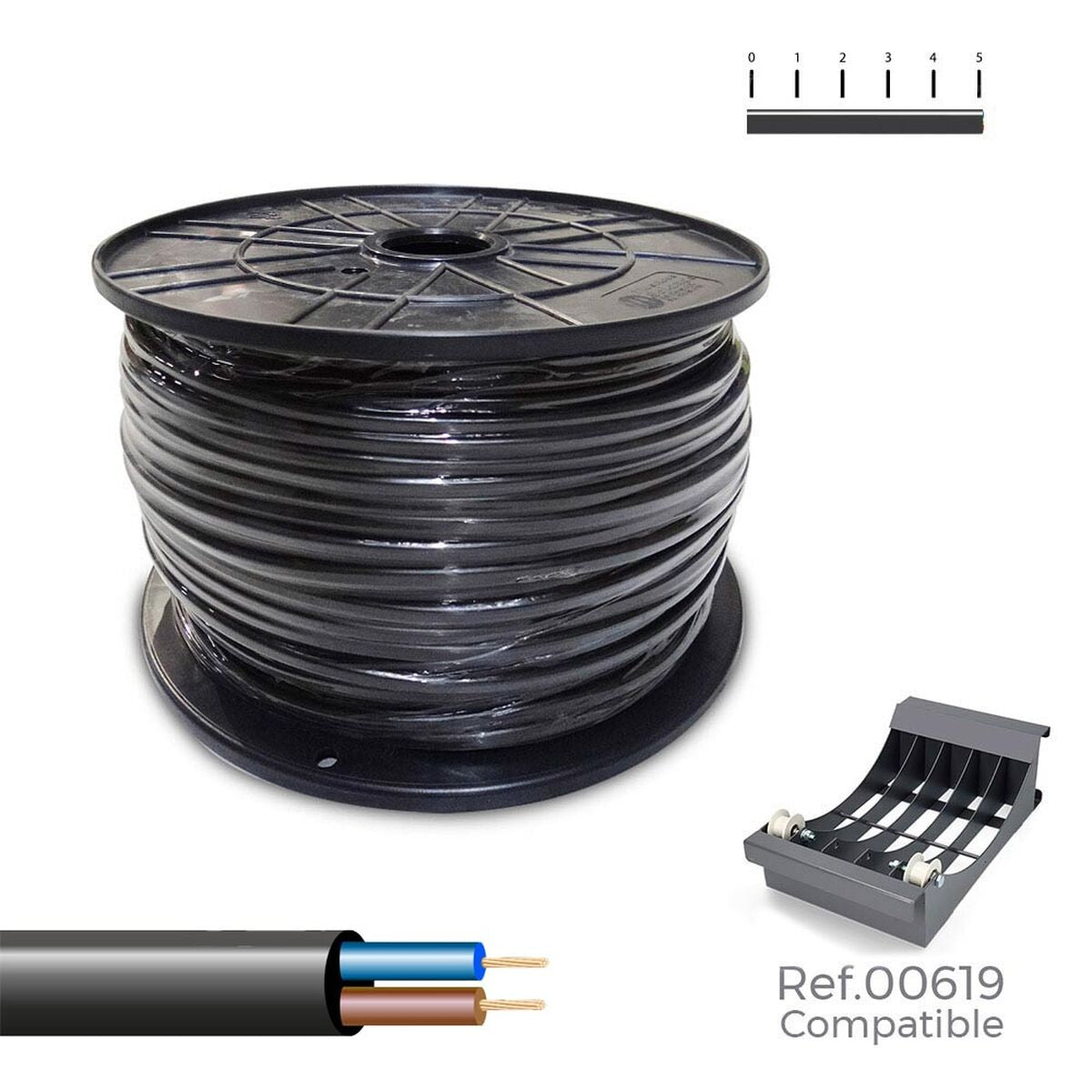 8435734703897 - Multi-Core Electric Cable Sedile Black 2 x 1 mm 300 m H05VV-F-f