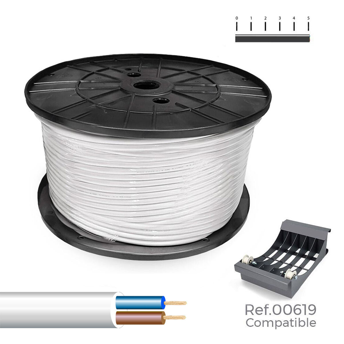 8435734703903 - Elektrische Schlauchleitung Weiß 2 x 1 mm 300 m H05VV-F