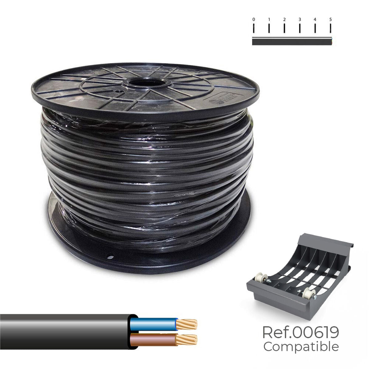 8435734703934 - Multi-Core Electric Cable Sedile Black 2 x 15 mm 200 m H05VVH2-F