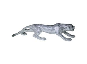 8435762431717 - Fijalo - Silver Panther Figur Granuliertes Harz 56x14x9 CMPour Alle Stile um zu Hause eine Note zu verleihen