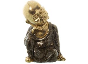 8435762434770 - Kleine Buddha -Figur in Gold Schwarzes Harz 155x12x22Cmpour Alle Stile um dem Haus eine Note zu verleihen