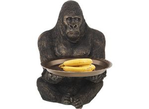 8435762438006 - Fijalo - Goldenes Harz Gorilla -Figur mit 55 x 38x52 cm Tablett Tablett ° 35 cmpour alle Stile um dem Haus eine Berührung zu verleihen