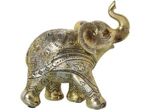 8435762439102 - Golden Elefant Figur in Harz 22x10x21Cmpour Alle Stile um zu Hause eine Note zu verleihen