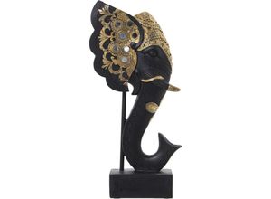 8435762439379 - Gold Black Elephant Head Resin Figur mit Unterstützung 18x10x36cmpour alle Stile um zu Hause eine Note zu verleihen