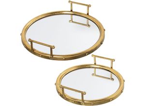 8435762460021 - Fijalo - Set 2 Plattformen Spiegel Metal Golden 47x9cm+° 40x9cm int ° 41 ° 33 für alle Stile um dem Haus eine Berührung zu verleihen