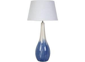 8435762496327 - Blaue Keramiklampe mit Schirm 18x18x60cm