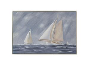 8435763134808 - Fijalo - Bild mit Rahmen Segelboote bemaltes Öl 120 x 4 x 80 cm