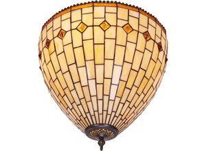 8435763147532 - Fijalo - Tiffany Deckensuspension Streifen Elfenbein Serie d - 20 cm x2 Glühbirne nicht enthalten Baugruppe erforderlich