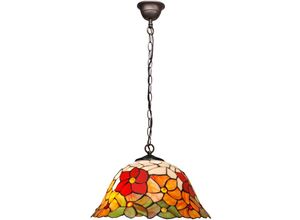 8435763148829 - Fijalo - Deckensuspension mit Ketten- und Gusseisenverzierung mit Tiffany -Lampenschirm Durchmesser 40 cm Serie Diamant -Glühbirne nicht inbegriffen