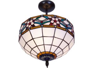 8435763149666 - Fijalo - Leuchte Deckenlampe mit Tiffany -Lampenschirm indirekter Lichtdurchmesser 30 cm Rosy -Serie enthält nicht die Glühbirne die zusammengebaut