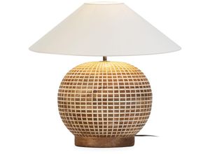 8435763152604 - Fijalo - Tischlampe 27x27x35 weißes Holz gewaschene Beleuchtung   Tischlampen für alle Stile um zu Hause eine Note zu verleihen