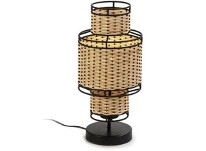 8435763161057 - Fijalo - Tischlampe 21x21x45 Black Metall   Natural Rattan Lighting   Tischlampen für alle Stile um dem Haus eine Note zu verleihen