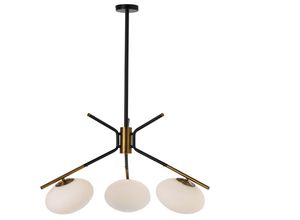 8435763161606 - Lampe 27x27x165 Weißes Glas Weißmarble goldenes Metall Schwarze Beleuchtung Aufhängung Lampen für alle Stile um dem Haus eine Note zu verleihen