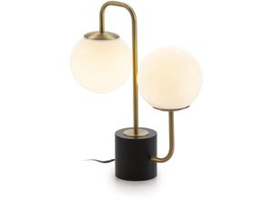 8435763161613 - Fijalo - Decke 94x94x100 weißes Glas Gold Metall Schwarze Beleuchtung Tischlampen für alle Stile um dem Haus eine Note zu verleihen