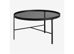 8435767505093 - Runder Couchtisch aus Glas und Stahl (Ø80 cm) Autilia Schwarz - Sklum