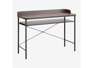 8435767524407 - Schreibtisch aus mdf und Metall Kerobert Grau Granit - Braun Dark - Sklum