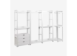 8435767526555 - 4-teiliger modularer offener Eckschrank aus Stahl und Holz Ariaster Weiss - Sklum