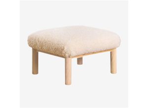 8435767561471 - Sklum - Fußstütze aus Schaffell und Bernia-Eschenholz Weiß