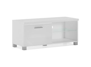 8436547340088 - Skraut Home - Möbel-TV-Fernsehen--LED Wohnzimmer weiß matt und weiß lackiert Größe 100 x 40 x 42 cm tief