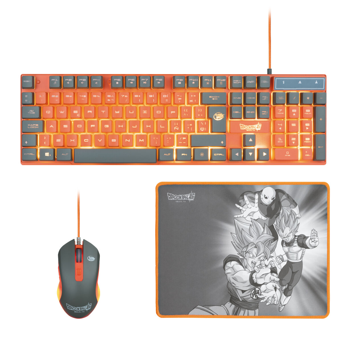 8436563093890 - Tastatur mit Maus Dragon Ball Qwerty Spanisch Orange