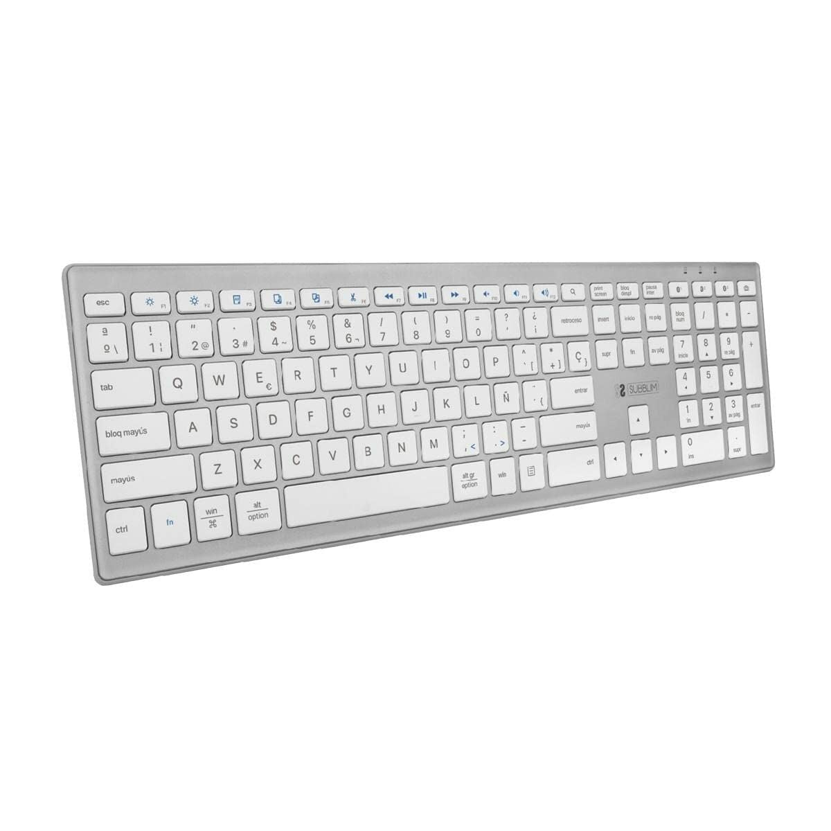 8436586740030 - Bluetooth-Tastatur SUBKB-2PUE200 Silberfarben Silber Qwerty Spanisch