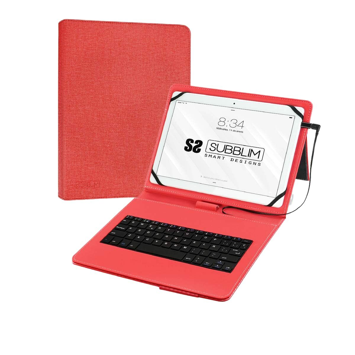 8436586741037 - Hülle für Tablet und Tastatur SUB-KT1-USB002 101 Rot Qwerty Spanisch QWERTY 8436586741037 - Hülle für Tablet und Tastatur SUB-KT1-USB002 101 Rot Qwerty Spanisch QWERTY