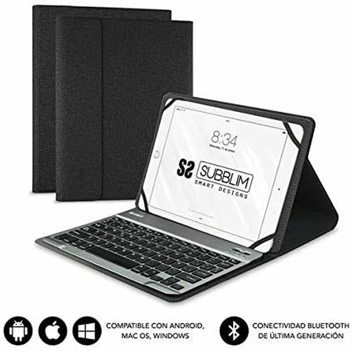 8436586741075 - Hülle für Tablet und Tastatur SUB-KT2-BT0001 101 Schwarz Qwerty Spanisch QWERTY Bluetooth 8436586741075 - Hülle für Tablet und Tastatur SUB-KT2-BT0001 101 Schwarz Qwerty Spanisch QWERTY Bluetooth
