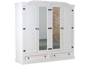 8438477641037 - Ebuy24 - New Mexico Kleiderschrank 4-türig mit 2 Spiegeltüren 2 Füllungstüren und 2 Schubladen Breite 194 cm Höhe 193 cm weiss gewachst 8438477641037 - Ebuy24 - New Mexico Kleiderschrank 4-türig mit 2 Spiegeltüren 2 Füllungstüren und 2 Schubladen Breite 194 cm Höhe 193 cm weiss gewachst