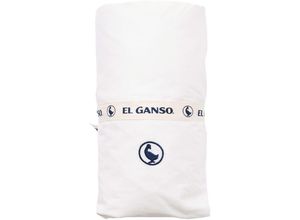 8445005627104 - El Ganso - Spannbettlaken (90 x 200 + 30 cm Klappe) 100 % Baumwolle 180 tc weiß gesticktes Logo