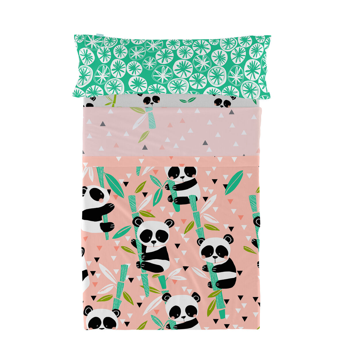 8445038162191 - Bettwäsche-Set Moshi Moshi Panda garden Rosa Einzelmatratze 2 Stücke