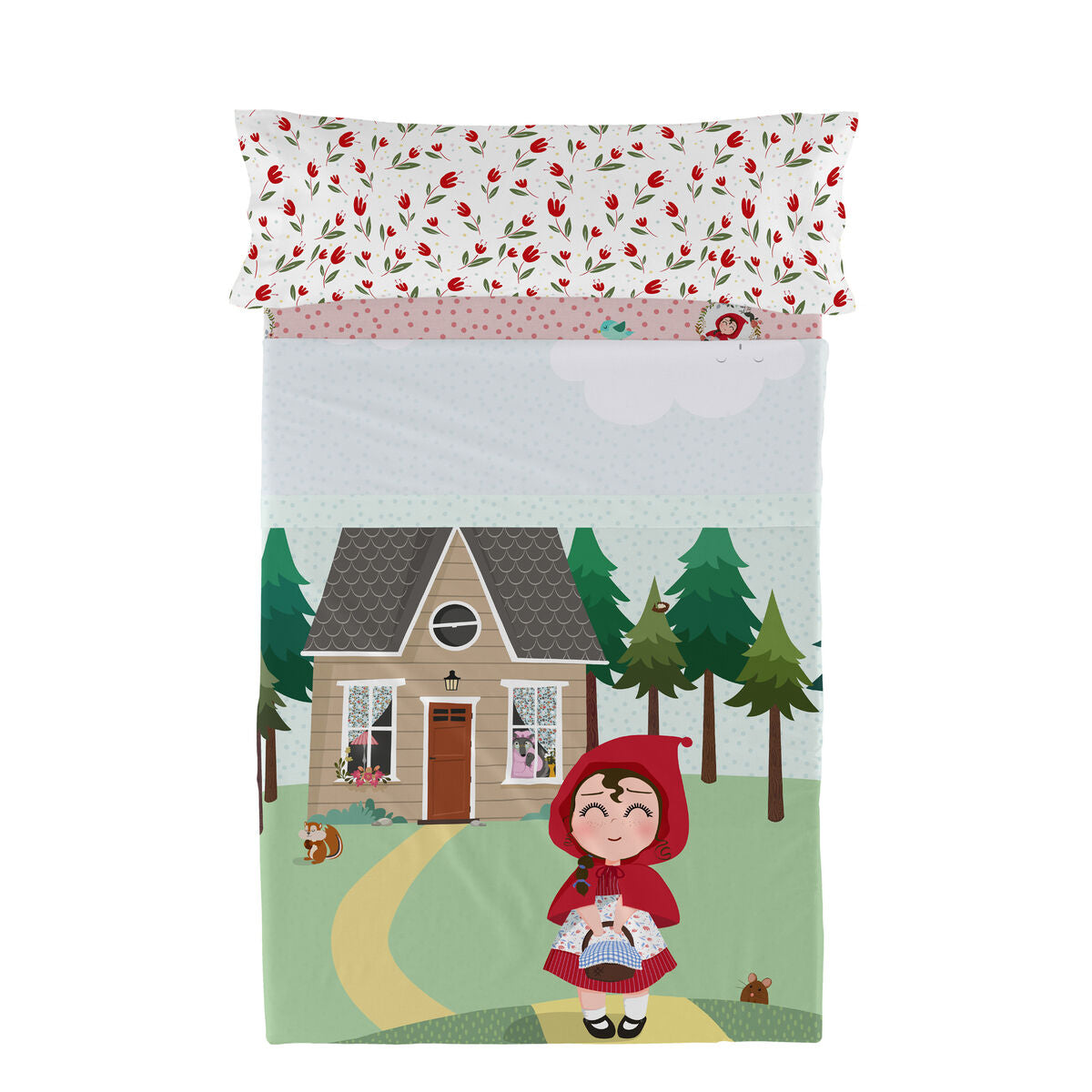 8445038213794 - Bettwäsche-Set Mr Fox Red Riding Hood Bunt Einzelmatratze 2 Stücke