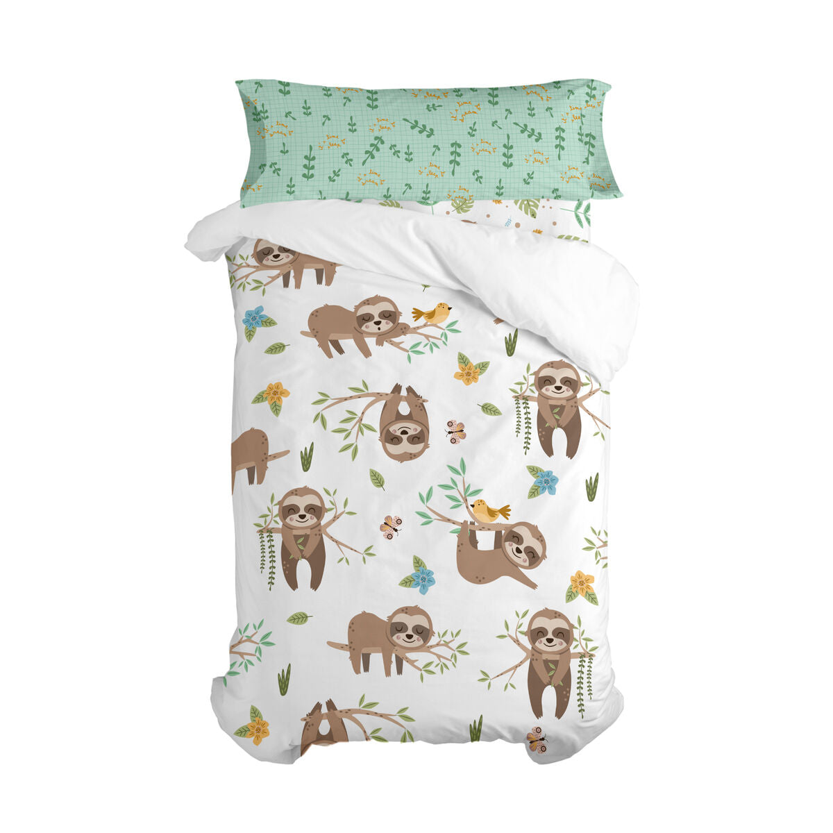 8445038266516 - Duvet cover set Moshi Moshi Happy Sloth Multicolour Single 2 Pieces