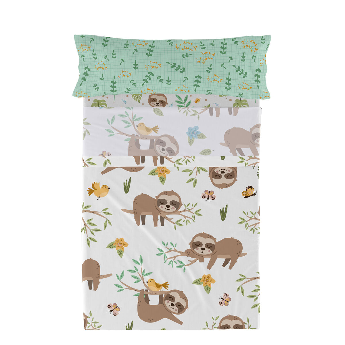 8445038266523 - Bettwäsche-Set Moshi Moshi Happy sloth Bunt Einzelmatratze 2 Stücke