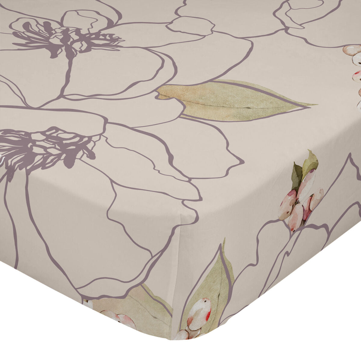 8445038288563 - Bettlaken White peonies Bunt 105 x 200 x 32 cm