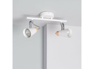 8445044004973 - Ledkia - Deckenleuchte Ausrichtbar aus Metall und Holz 2 Strahler Mara Weiß