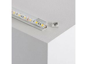 8445044021918 - Ledkia - Dreieckiges Aluminiumprofil für Ecke 2m für LED-Streifen bis 10mm Transparente Abdeckung