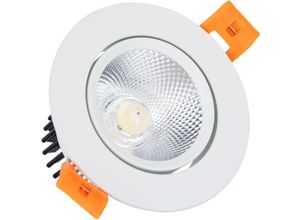 8445044025503 - LED-Downlight Strahler 7W cob Schwenkbar Rund Weiss Schnitt ø 70 mm No Flicker KaltweißKaltweiß 5000K No Flicker