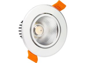 8445044025510 - LED-Downlight Strahler 7W cob Schwenkbar Rund Silber Schnitt ø 70 mm No Flicker WarmweißWarmweiß 2700K No Flicker