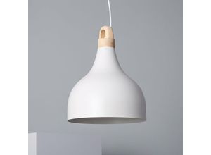 8445044026241 - Ledkia - Hängeleuchte Metall und Holz Luxo Weiß280 mm