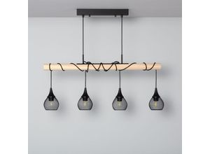 8445044026609 - Ledkia - Hängeleuchte Holz und Metall Monah Schwarz100 mm