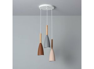 8445044032990 - Ledkia - Hängeleuchte Metall und Holz Rain Bunt300 mm