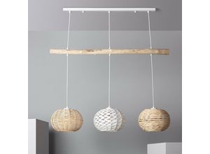 8445044035076 - Ledkia - Hängeleuchte aus Rattan und Holz Linfen Natürlich250 mm