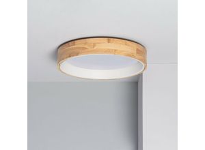 8445044039326 - Ledkia - LED-Deckenleuchte 20W Rund Holz Ø470 cct Wählbar Dari Auswählbar (Warm-Neutral-Kühl) Weiß