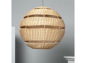 8445044044450 - Ledkia - Hängeleuchte Rattan Big Bulang Ø500 mm Schwarz Weiß