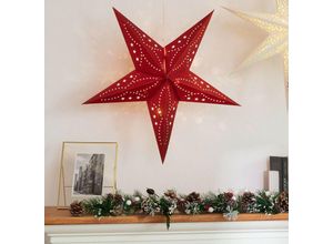 8445044047970 - Ledkia - LED-Stern aus Karton mit Batterie Parilti Warmweiß 2700K - 3200K Rot