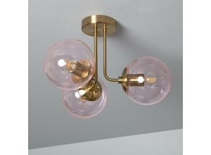 8445044048793 - Ledkia - Deckenleuchte Metall und Glas Moonlight Brass 3 Strahler Rosa - Pink